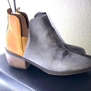Grey & tan booties